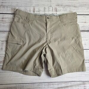 Duluth Trading Co Flex Dry On The Fly Shorts Mens 44 Standard Fit Beige Stretch‎